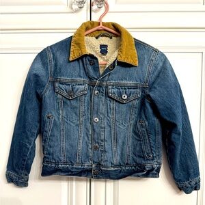 Gap Child/Youth Size Medium Jean Jacket with Corduroy Collar and Sherpa Lining